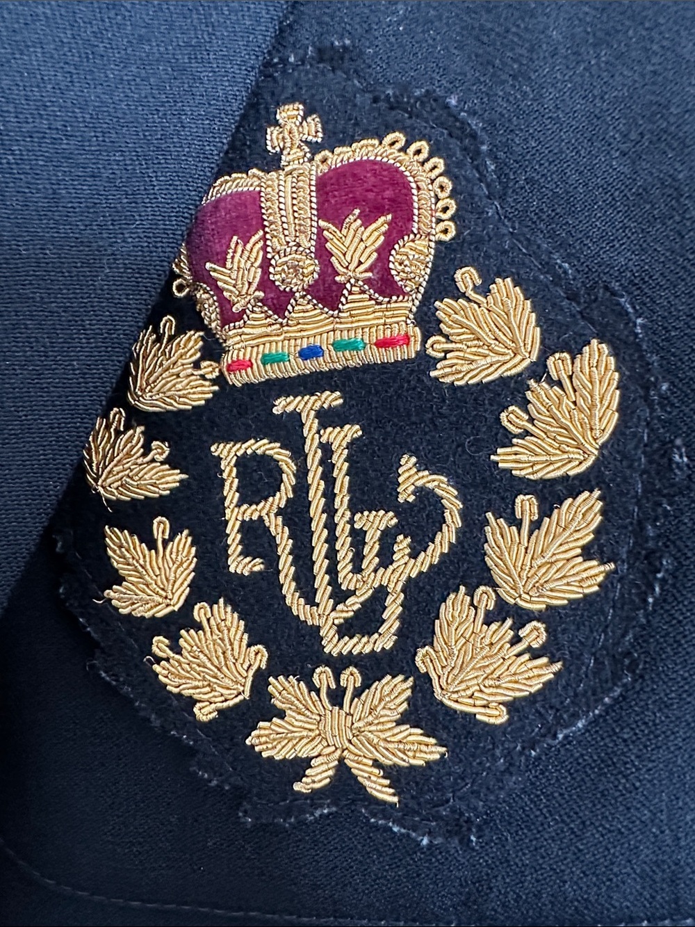 Vintage 90s Ralph Lauren Black Double-Breasted Blazer with Embroidered Crest 14 - Picture 8 of 12